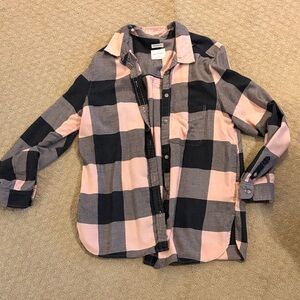 Plaid flannel Shirt - Pink and Black
